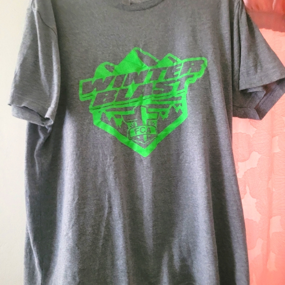 Next Level Apparel Gray Tee with Green Graphic